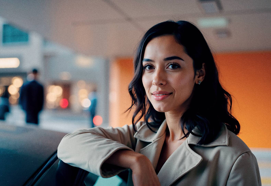 Kvinna säljer sin bil i bilhall