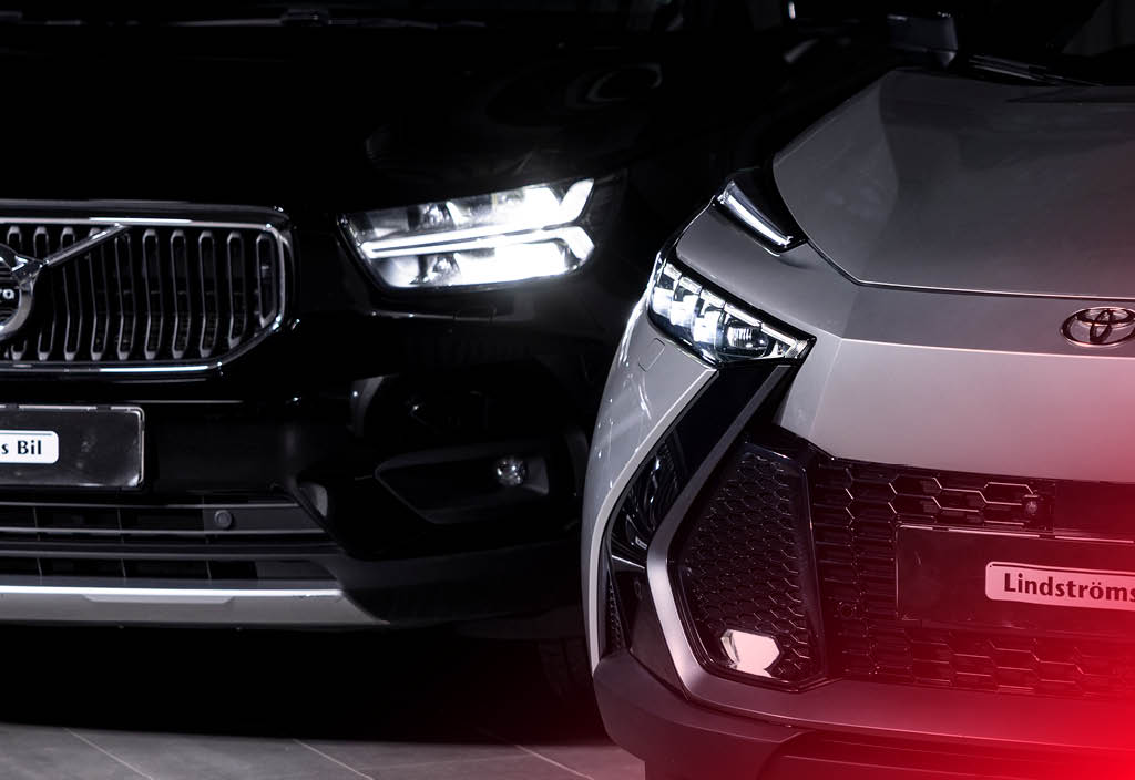 Bild på en Volvo och Toyota.