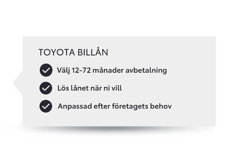 Toyota Billån för företag lista